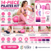14-Piece Pilates Workout Kit for Women – Pilates Ring, Yoga Ball, Resistance Bands & Accessories | Pink
