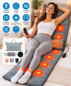 Full-Body Electric Massage Mat with Heat – 9 Massage Modes, Adjustable Vibration & Smart Timer