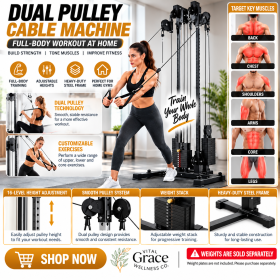3-in-1 LAT Pulldown & Cable Row Machine – Wall-Mounted Home Gym Pulley System | 18 Adjustable Heights, 500 lbs Capacity