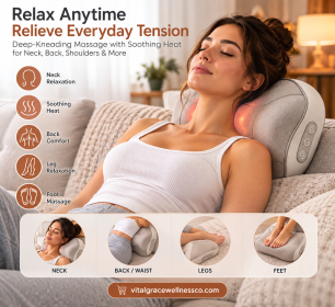 Heated Shiatsu Massage Pillow – Deep Kneading Massager for Neck, Back, Shoulders & Feet