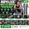 Ropeless Battle Ropes Set – Portable Spring Resistance Trainers for Full-Body Workouts | 2-Pack, Black