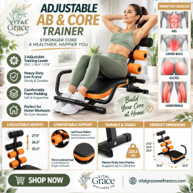 Adjustable Abdominal & Core Trainer – 3-Level Ab Workout Machine with Padded Support | Home Gym Fitness Equipment, 220 lbs Capacity