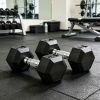 15 lb Rubber-Coated Hex Dumbbells – Non-Slip Grip, Anti-Roll Design | 30 lb Pair, Black