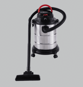 A dual-purpose wet-dry vacuum cleaner in black, with a 8-gallon capacity and 6 horsepower. This 3-in-1 workshop vacuum features a blow function