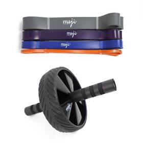 Maji Sports Full-Body & Core Strength Bundle – 4 Resistance Bands & Ab Wheel Workout Kit