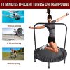 40" Foldable Mini Fitness Trampoline with Adjustable Handle – Indoor/Outdoor Rebounder | 300 lbs Capacity, Red & Black