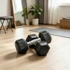 15 lb Rubber-Coated Hex Dumbbells – Non-Slip Grip, Anti-Roll Design | 30 lb Pair, Black