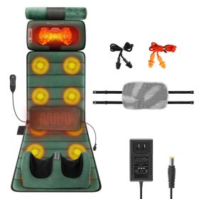 Full Body Electric Massage Mat with Heat, Vibration, Neck & Foot Massage and Lumbar Support (Option: Green)