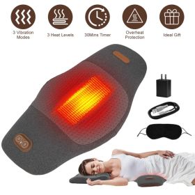 2-in-1 Electric Lumbar Support Pillow with Heat, Vibration & Memory Foam (Option: DarkGrey)