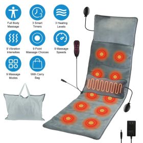 Full-Body Heated Massage Mat with Vibration – Inflatable Neck & Lumbar Support Pillows (Option: Grey)