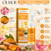 OUHOE Turmeric Brightening Facial Cleanser with Silicone Brush – Gentle Deep Cleansing, Hydration & Nourishing Skin Care | 100 mL