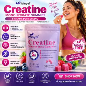 WINYEL Creatine Monohydrate Gummies – 5g Creatine per Serving | Sugar-Free, Vegan Fitness & Muscle Strength Support (Option: 1 PCS)