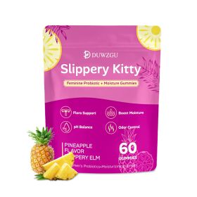 DUWZGU Slippery Kitty Feminine Probiotic + Moisture Gummies – Pineapple Flavor | Flora & pH Balance Support | 60 Gummies (Option: Picture color-1PCS)