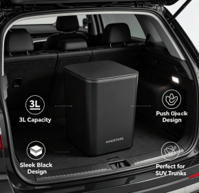 3L Push Open Car Trash Can with Non-Slip Silicone Mat, Portable Leakproof Mini Vehicle Waste Bin (style: Small car-mounted trash can, black)