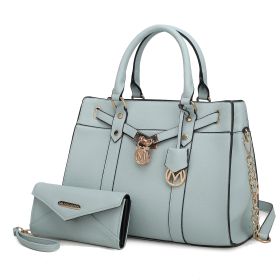 MKF Collection Christine Vegan Leather Women Satchel Bag with wallet by Mia K (Color: Seafoam, Material: Vegan Leather)