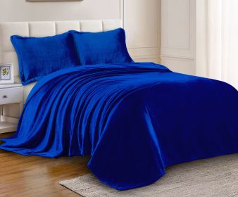 Luxury Heavyweight Crystal Velvet Blanket – Ultra-Soft Reversible Sherpa Fleece Throw, 71" × 87" (Color: Royal Blue, size: QUEEN)