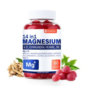 DUWZGU 14-in-1 Magnesium Gummies with Vitamin D3, Zinc, Ashwagandha & L-Theanine | Mixed Berry | 60 Gummies (Option: Picture color-1PCS)