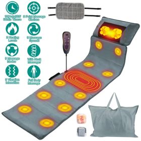 Full-Body Electric Massage Mat with Heat – 10-Motor Vibration Massage Pad & Neck Pillow (Option: Grey-Advanced)