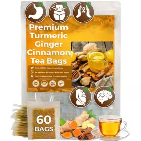 Premium Turmeric Ginger Cinnamon Herbal Tea – 60 Tea Bags | Natural Wellness Blend (Option: 60 Packs)